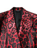 Dolce & Gabbana Red Leopard Double Breasted 2 Piece Suit