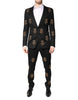 Dolce & Gabbana Black Bee Crown Embroidery 2 Piece Suit