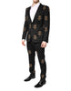 Dolce & Gabbana Black Bee Crown Embroidery 2 Piece Suit