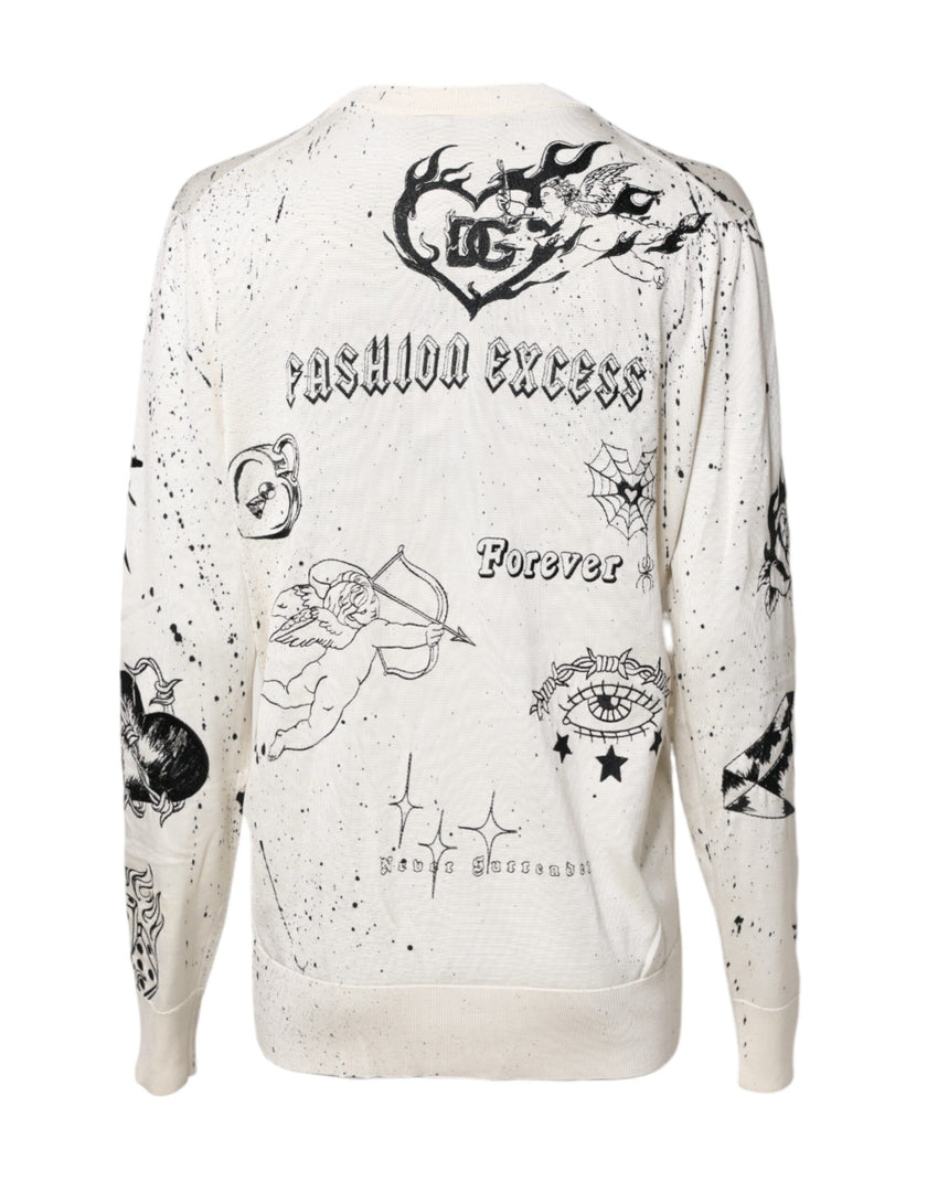Dolce & Gabbana White Logo Angel Print Women Pullover Sweater