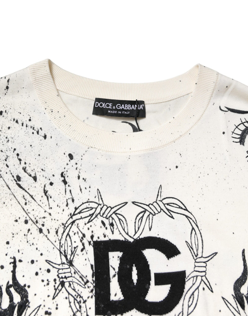 Dolce & Gabbana White Logo Angel Print Women Pullover Sweater