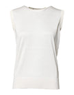 Dolce & Gabbana White Silk Round Neck Sleeveless Tank Top
