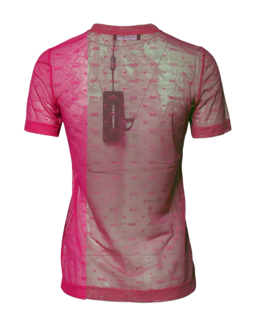 Dolce & Gabbana Pink Nylon See Through Women Short Sleeves Top