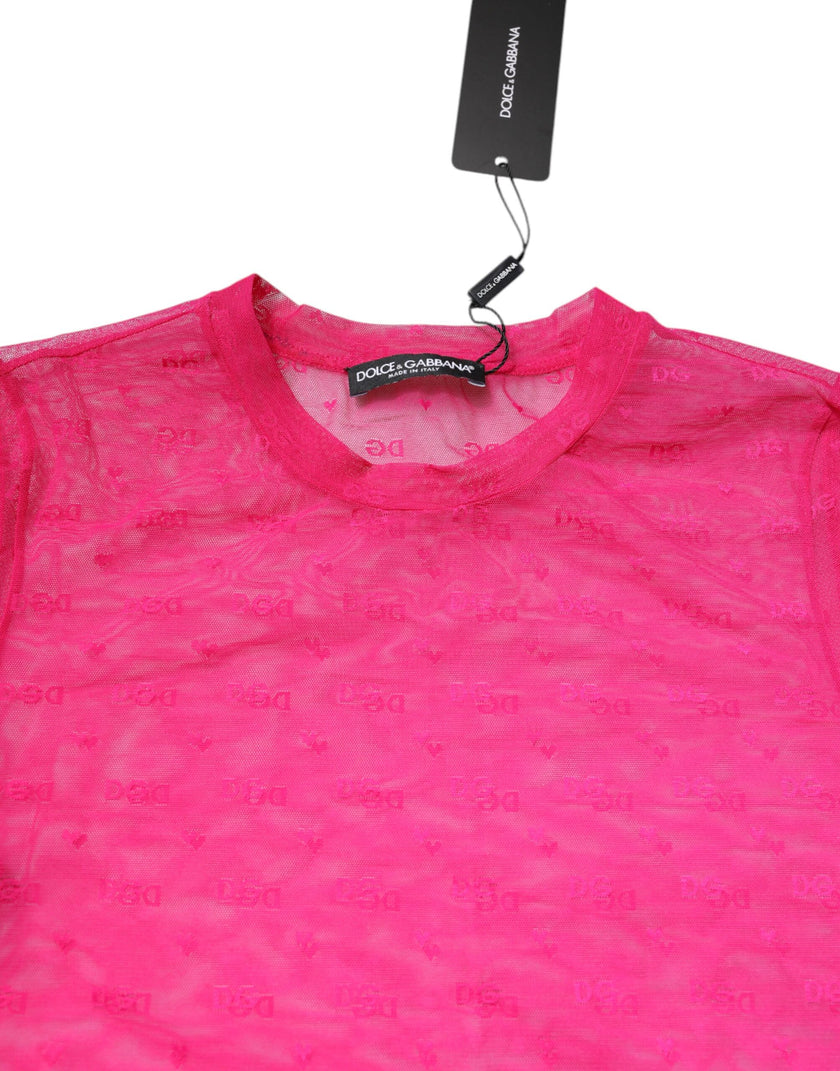 Dolce & Gabbana Pink Nylon See Through Women Short Sleeves Top