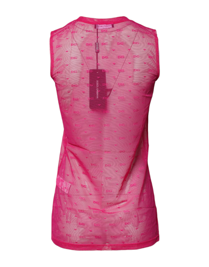Dolce & Gabbana Pink Nylon See Through Women Sleeveless Tank Top