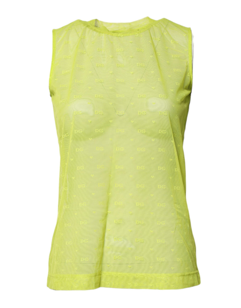 Dolce & Gabbana Green Nylon See Through Women Sleeveless Tank Top