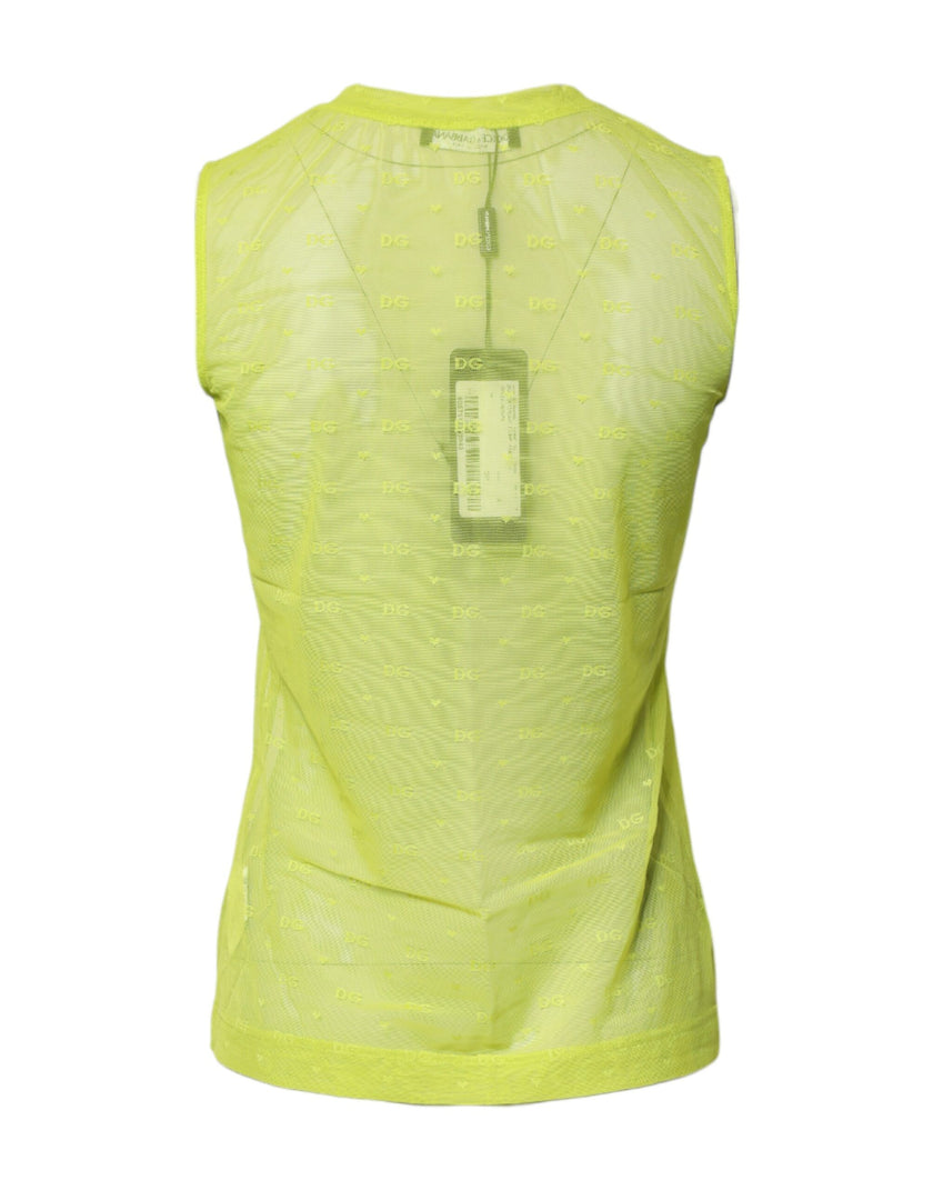 Dolce & Gabbana Green Nylon See Through Women Sleeveless Tank Top