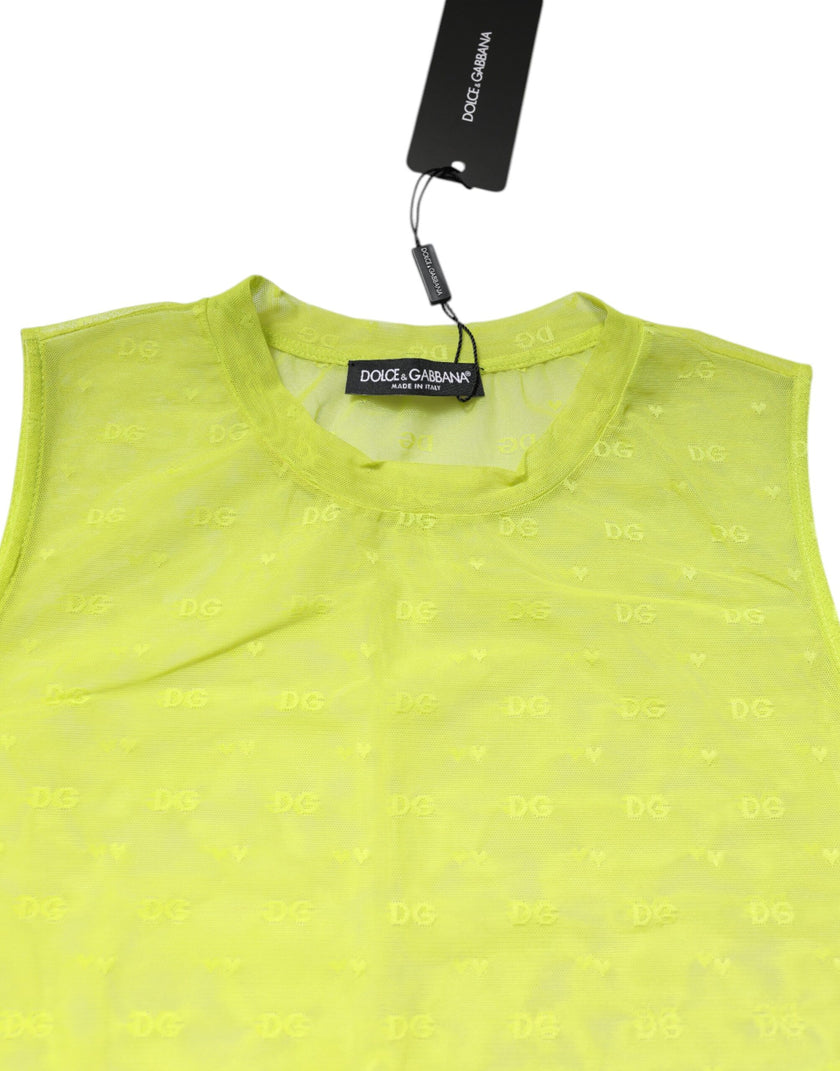 Dolce & Gabbana Green Nylon See Through Women Sleeveless Tank Top