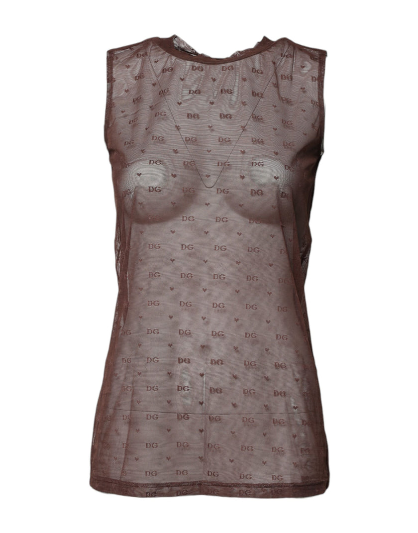 Dolce & Gabbana Brown Nylon See Through Women Sleeveless Tank Top