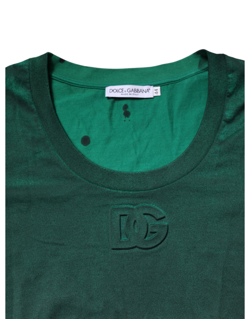 Dolce & Gabbana Green Cotton Round Neck Short Sleeves T-shirt