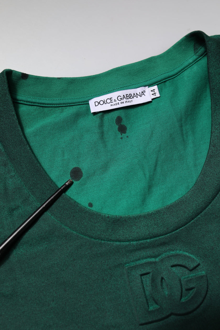 Dolce & Gabbana Green Cotton Round Neck Short Sleeves T-shirt