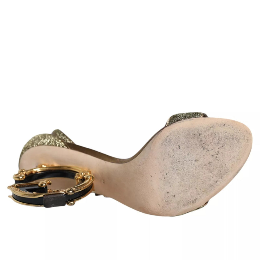 Dolce & Gabbana Gold Lurex Ankle Strap Heel Sandals Shoes
