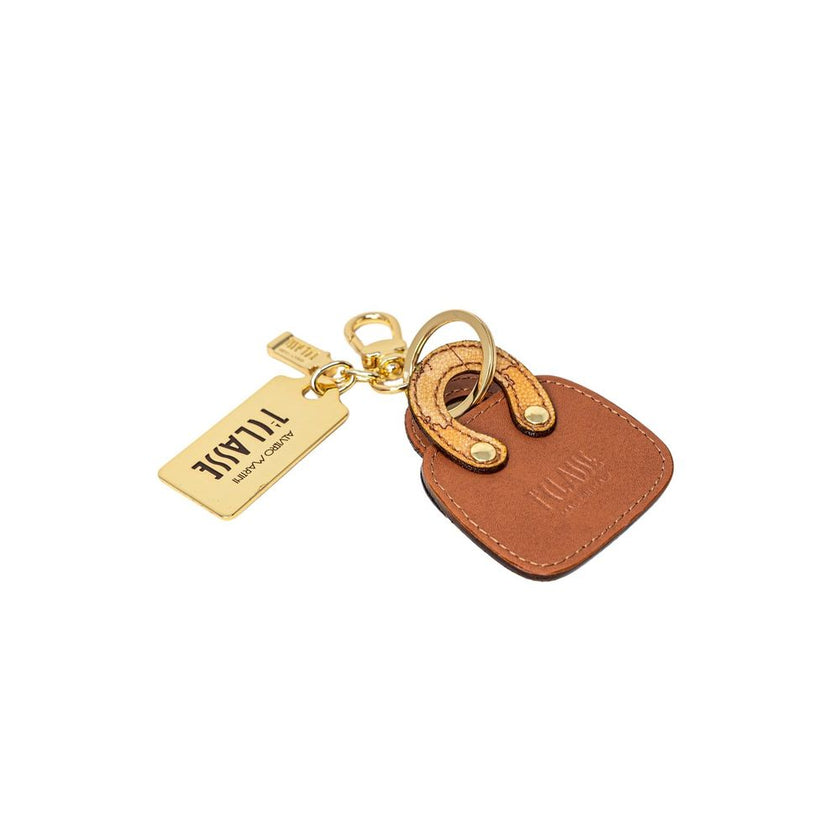 Alviero Martini Prima Classe Beige Leather Keychain
