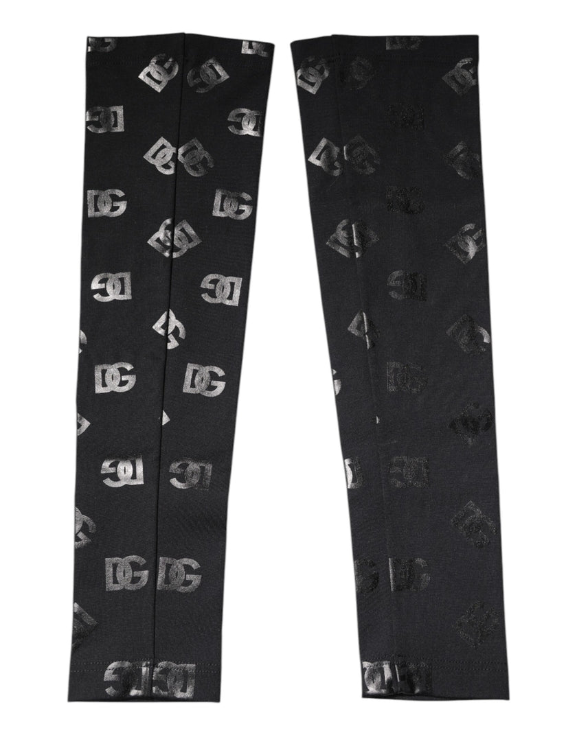 Dolce & Gabbana Black DG Logo Monogram Wool Stretch Arm Sleeves
