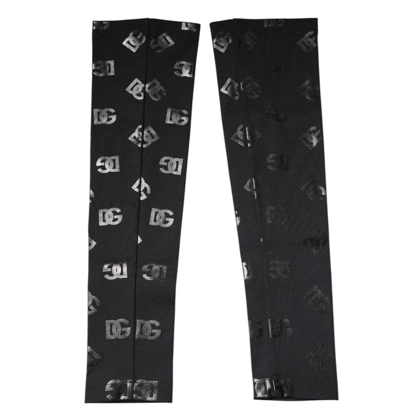 Dolce & Gabbana Black DG Logo Monogram Wool Stretch Arm Sleeves