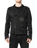 Dolce & Gabbana Black Brocade Cotton Full Zip Biker Jacket