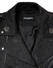 Dolce & Gabbana Black Brocade Cotton Full Zip Biker Jacket