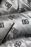 Dolce & Gabbana Silver Logo Full Zip Hooded Quilted Jacket