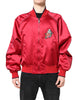 Dolce & Gabbana Red Floral Patch Full Zip Men Bomber Jacket