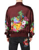 Dolce & Gabbana Maroon Floral Print Full Zip Bomber Jacket