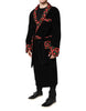 Dolce & Gabbana Black Cherry Print Wrap Robe Men Coat Jacket