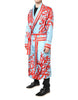 Dolce & Gabbana Blue Red Coral Print Wrap Robe Coat Jacket