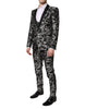 Dolce & Gabbana Black Gray MARTINI Jacquard Men 3 Piece Suit