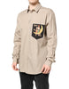 Dolce & Gabbana Beige Pin Up Print MARTINI Men Casual Shirt