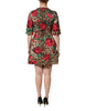 Dolce & Gabbana Brown Rose Leopard Short Sleeves Mini Dress