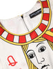 Dolce & Gabbana White Queen Of Heart Short Sleeve Midi Dress