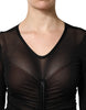 Dolce & Gabbana Black Mesh Trim Bodycon Long Sheath Dress