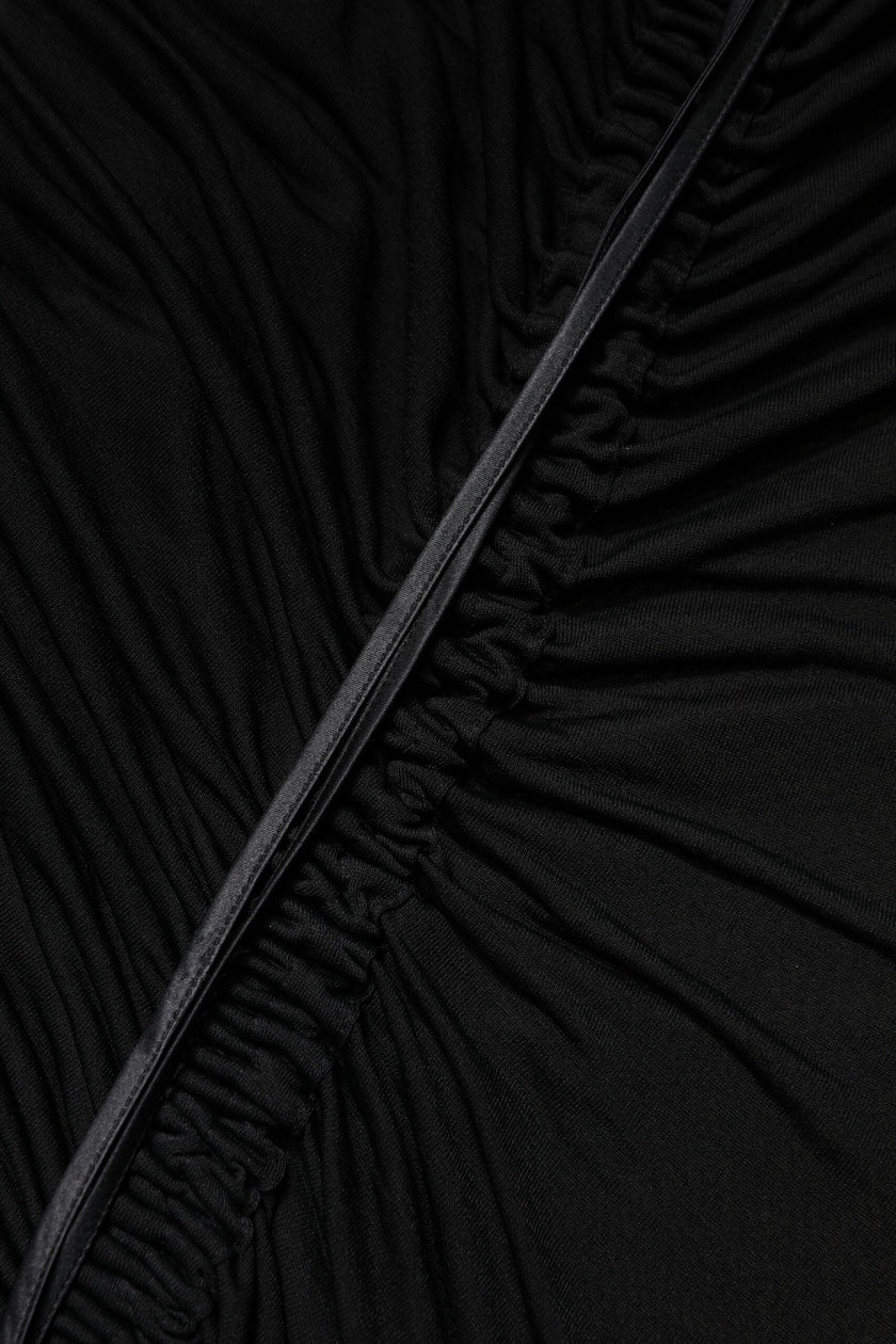 Dolce & Gabbana Black Mesh Trim Bodycon Long Sheath Dress