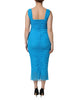 Dolce & Gabbana Blue Mesh Trim Ruched Tulle Sheath Dress