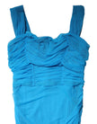 Dolce & Gabbana Blue Mesh Trim Ruched Tulle Sheath Dress