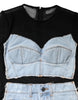 Dolce & Gabbana Black Blue Long Sleeves Denim Mini Dress