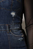 Dolce & Gabbana Black Blue Long Sleeves Denim Mini Dress