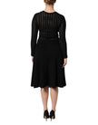 Dolce & Gabbana Black Cashmere Long Sleeves A-line Midi Dress