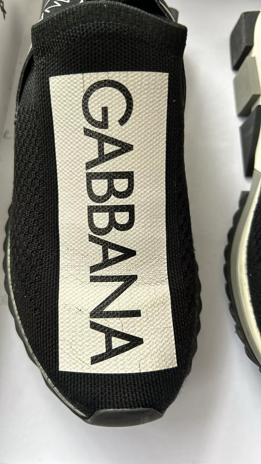 Dolce & Gabbana Black White Slip On Sorrento Sneakers Shoes