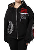 Dolce & Gabbana Black Embroidered Full Zip Hooded Jacket