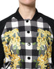 Dolce & Gabbana Black White Check Floral Button Down Jacket