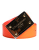 Dolce & Gabbana Orange Gold Tone Metal Logo Buckle Belt