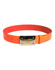 Dolce & Gabbana Orange Gold Tone Metal Logo Buckle Belt
