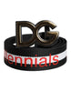 Dolce & Gabbana Black Cotton Logo Print DG Buckle Belt