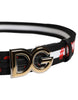 Dolce & Gabbana Black Cotton Logo Print DG Buckle Belt