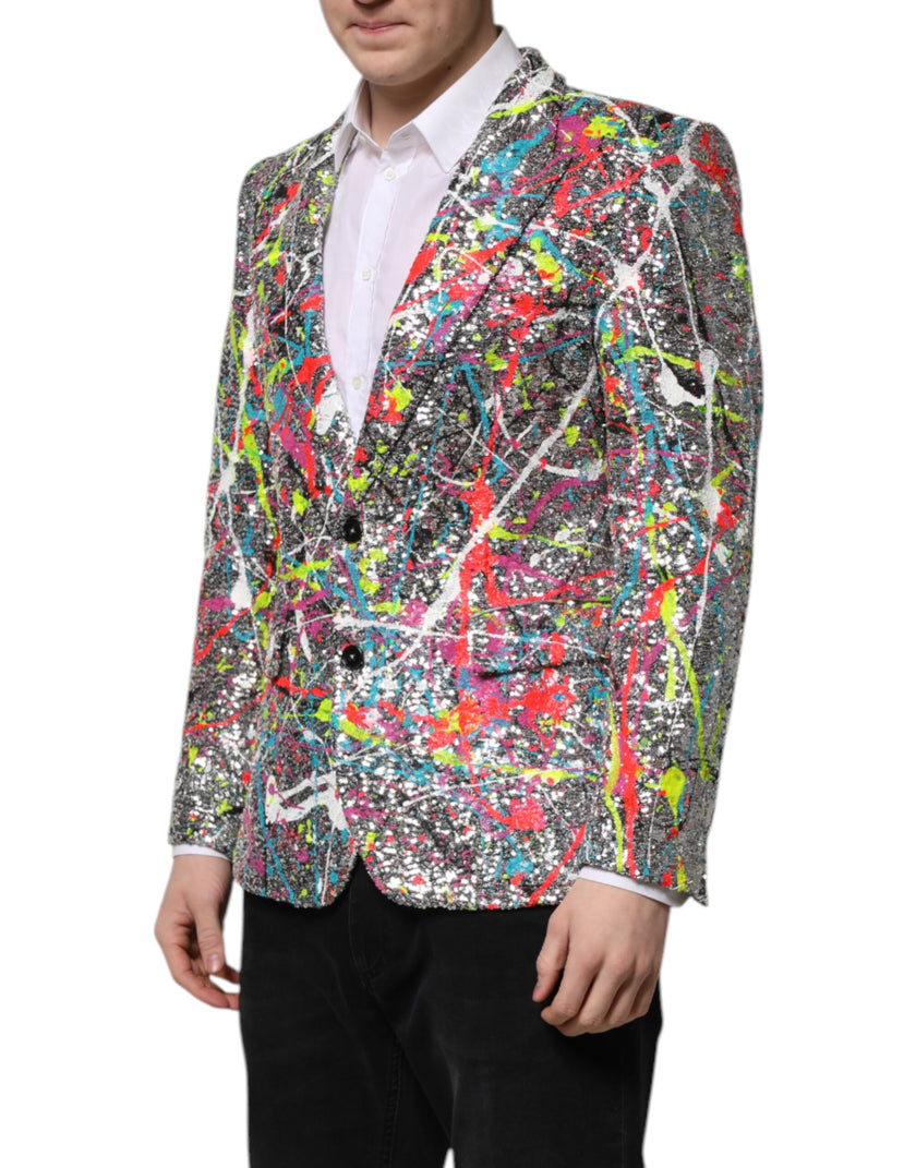 Dolce & Gabbana Multicolor Sequined SICILIA Coat Blazer