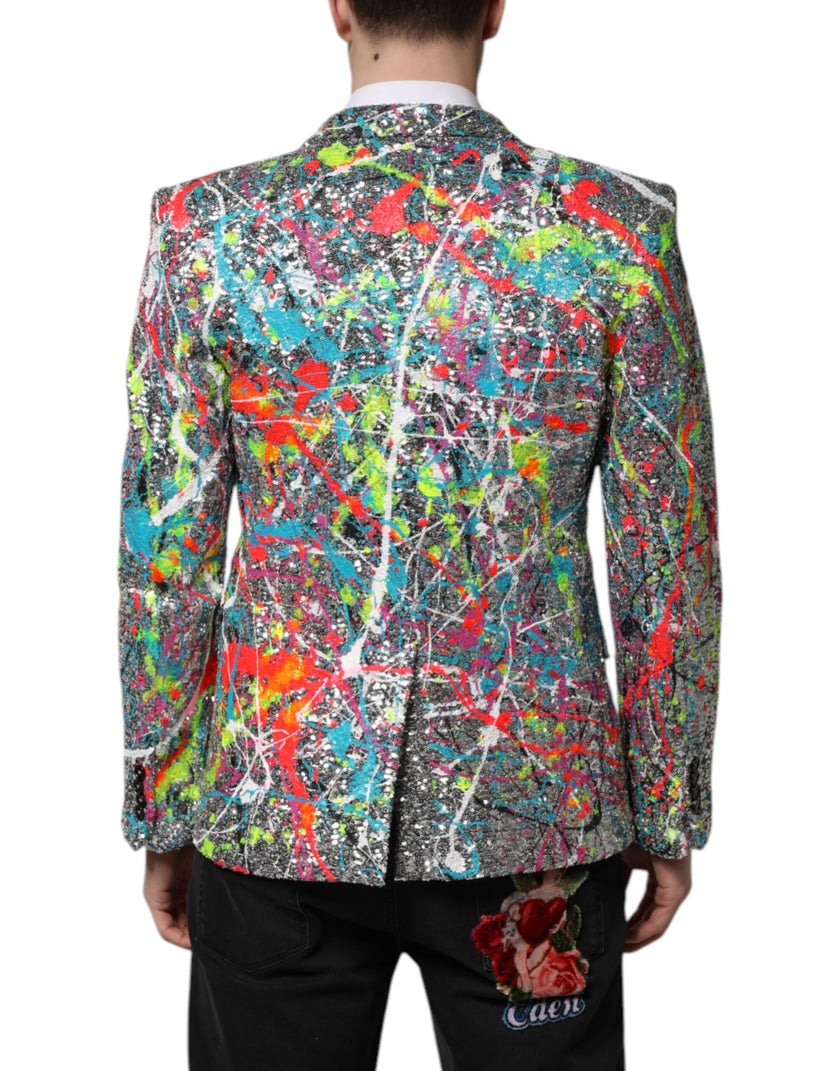 Dolce & Gabbana Multicolor Sequined SICILIA Coat Blazer