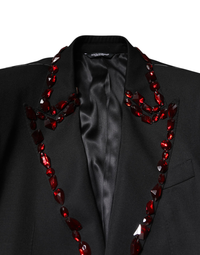 Dolce & Gabbana Black SICILIA CrystalEmbellished Coat Blazer