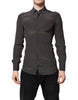 Dolce & Gabbana Dark Gray Silk GOLD Dress Formal Shirt