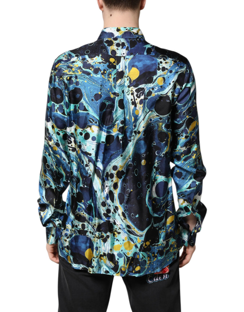 Dolce & Gabbana Multicolor Marble Print MARTINI Dress Shirt