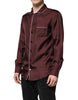 Dolce & Gabbana Burgundy Silk Dotted Long Sleeves Shirt